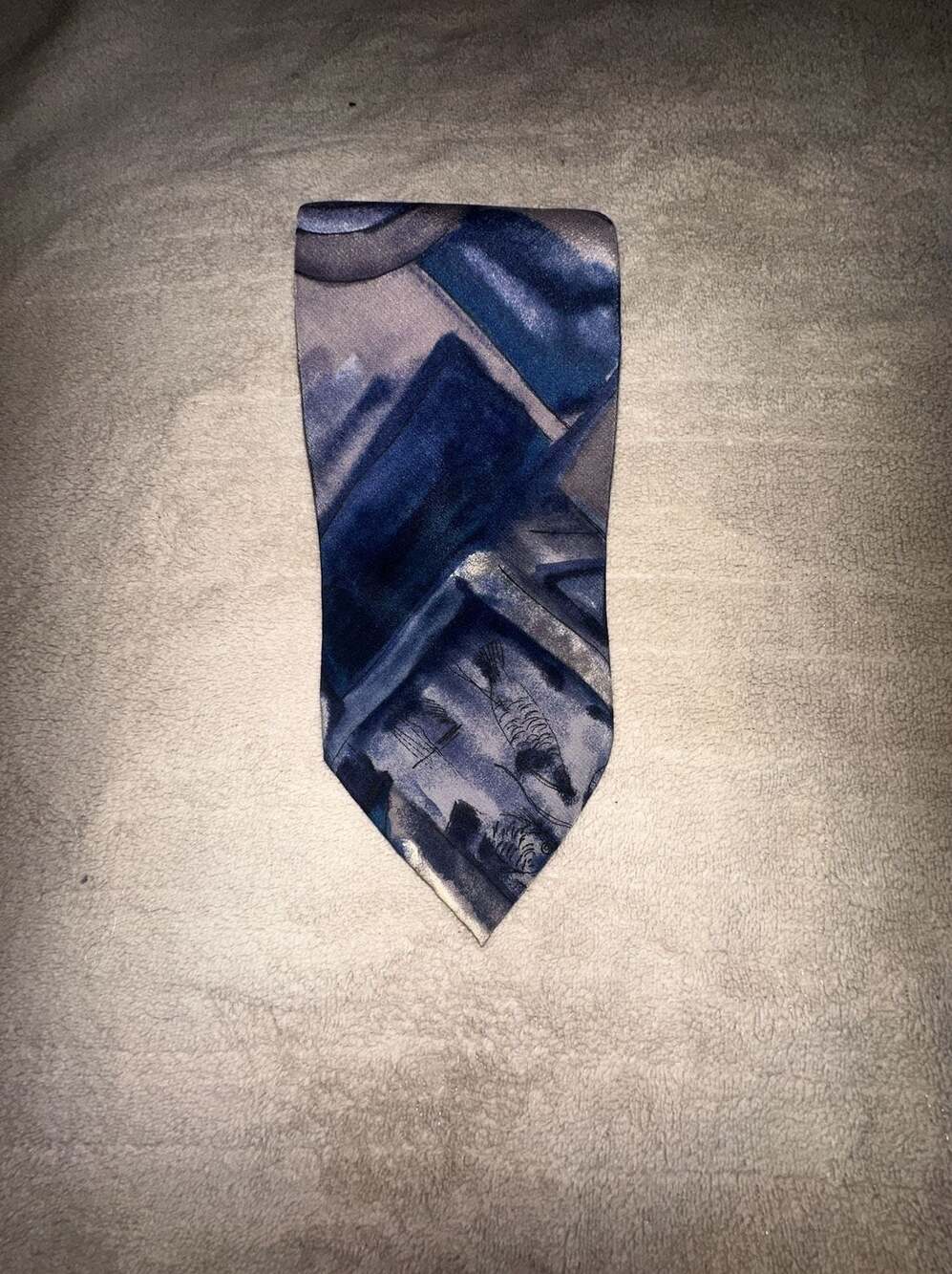 J. Riggins Hunting Horn Abstract Geometric Silk Necktie